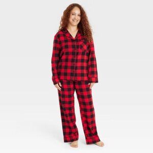 NEW Women's Buffalo Check Flannel Holiday Matching Family Pajama Set Wondershop
